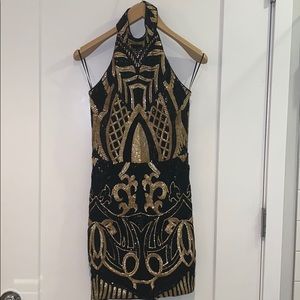 Sparkle halter cocktail dress